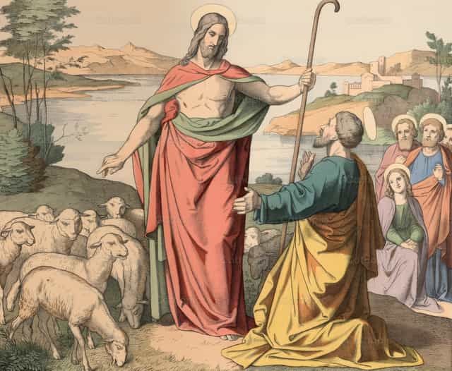 Jézus Péterre bízza a főpásztori tisztséget - Katolikus stockképek - Fotó: Restored Christian Art