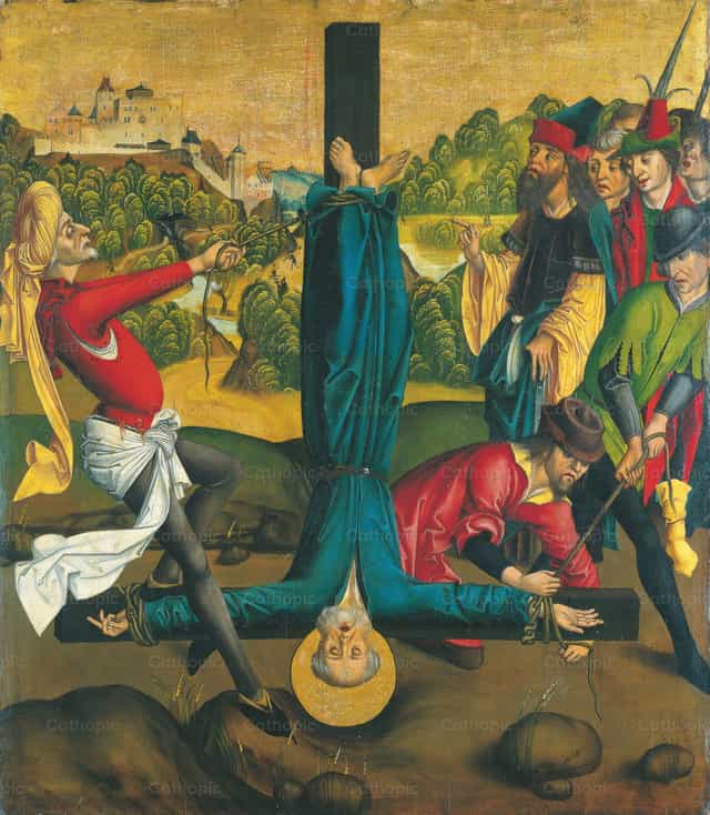 Męczeństwo św. Piotra - Katolickie zdjęcia stockowe - Zdjęcie: Restored Christian Art