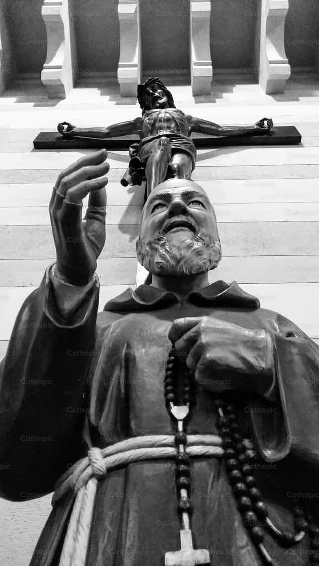 Padre Pio en Christus - Katholieke stockfoto's