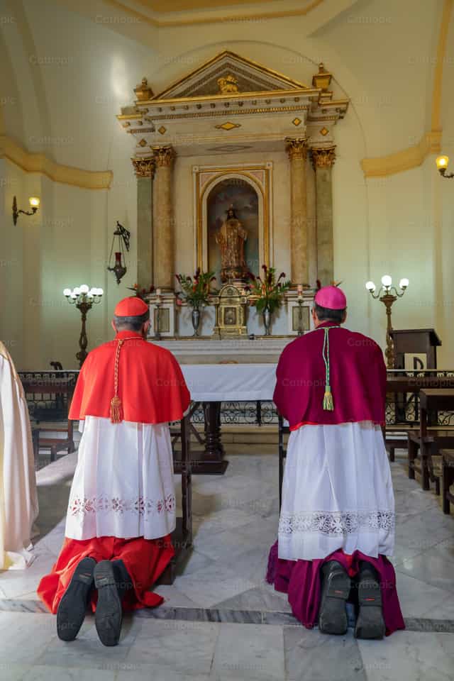 Cardenal y Obispo Rezando - Banco de imágenes católicas