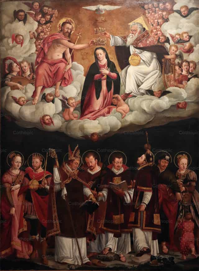 Ang Koronasyon ng Birhen at ng mga Santo - Mga Catholic stock image - Larawan ni Restored Christian Art