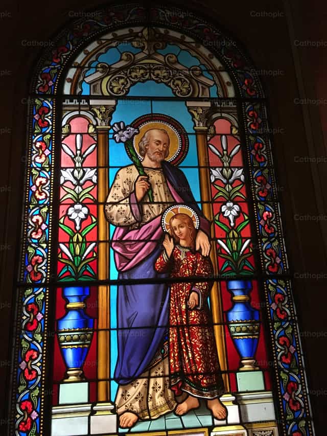 Vitral de San Jose y Jesus - Banco de imágenes católicas