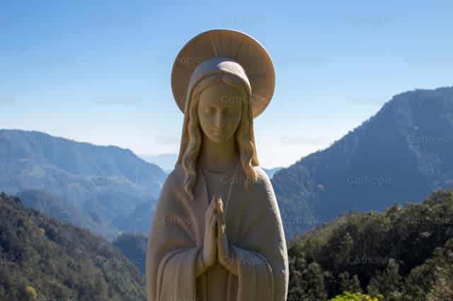 Mary in the Mountains - Catholic stock images