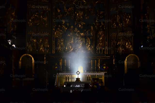 Moment of worship - Catholic stock images