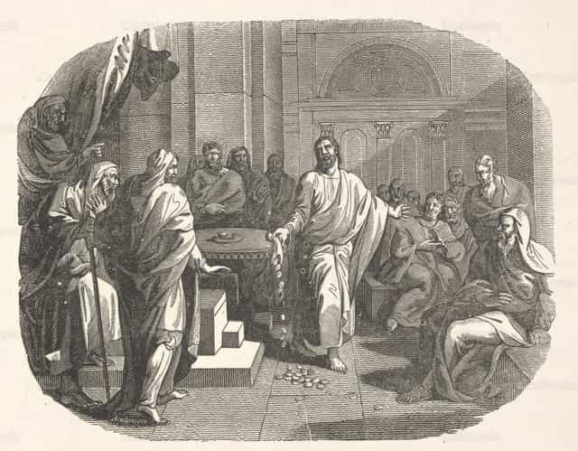 Judas arrojando las piezas de plata - Banco de imágenes católicas