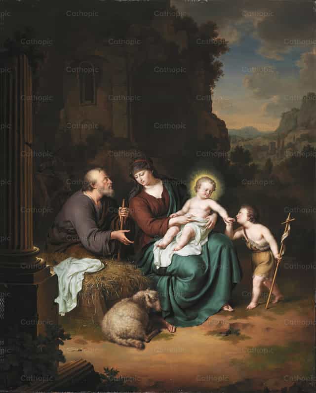 The Holy Family and Saint John the Baptist - Catholic stock images
