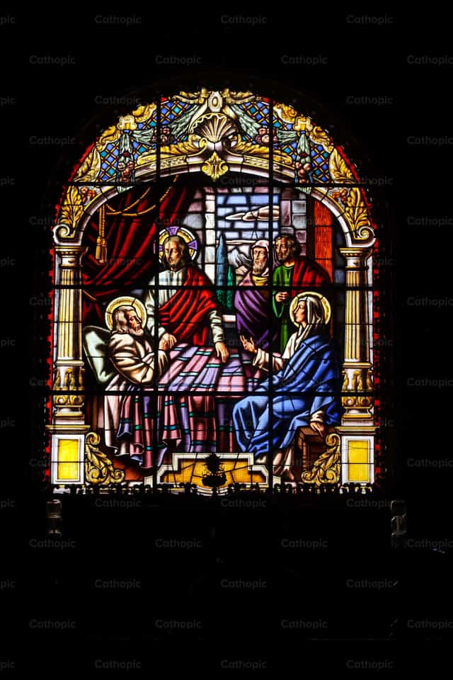 Vitral de Jesús Sanando Un Enfermo - Banco de imágenes católicas - Fotografía por Adrian Martínez Cádiz