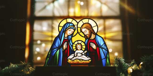 Vitral de Natal - Imagens católicas de stock