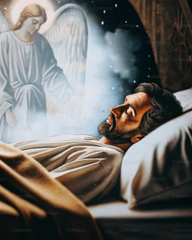 Saint Joseph endormi - Images catholiques de stock