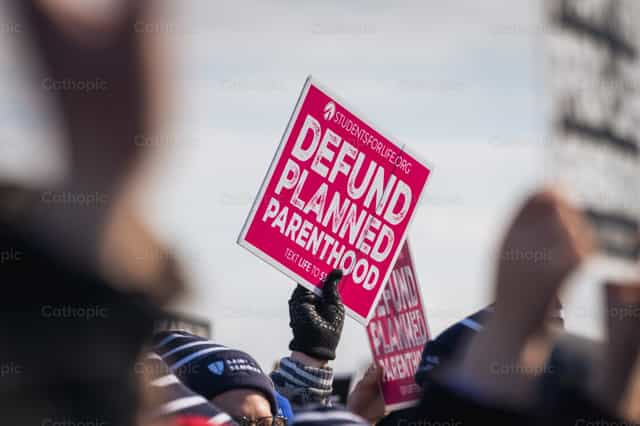 Singt beim Marsch für das Leben, beendet die Finanzierung von Planned Parenthood - Katholische Stockfotos