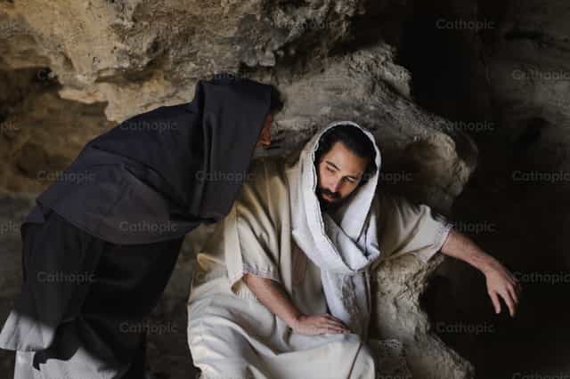Si Jesus at ang diyablo sa ilang - Mga Catholic stock image - Larawan ni Cathopic