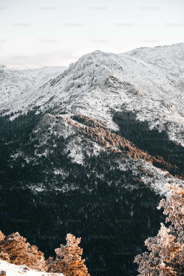 Snowy mountain landscape - Catholic stock images