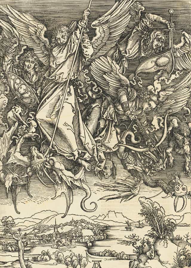 San Miguel luchando contra el dragón - Banco de imágenes católicas