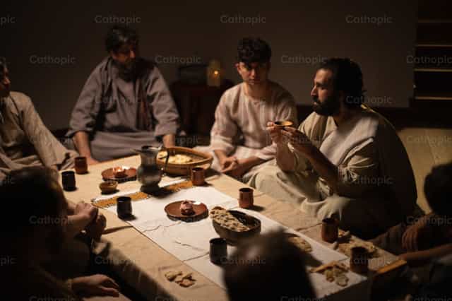 Kunin at kainin, ito ang aking Katawan, Huling Hapunan - Mga Catholic stock image