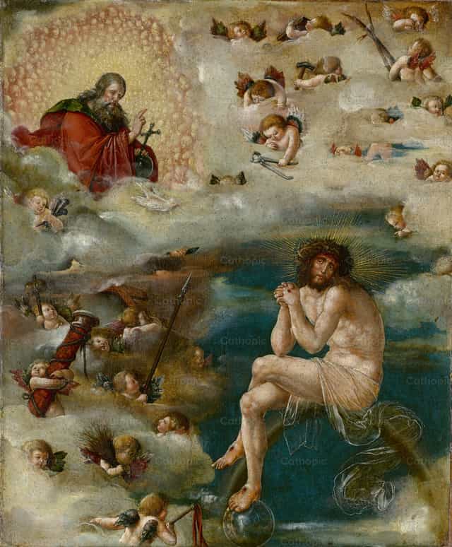 Cristo che intercede presso Dio Padre - Immagini stock cattoliche