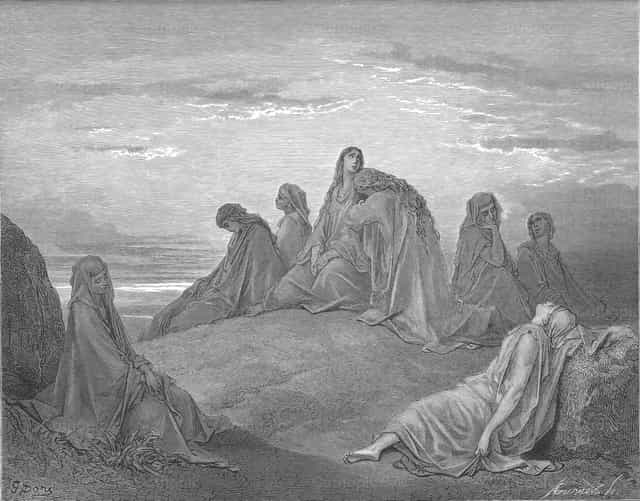 입다의 딸과 함께 우는 이스라엘 여인들 - 가톨릭 스톡 이미지 - 사진 제공 Restored Christian Art