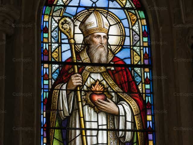 Saint Augustine of Hippo Stained-Glass Bishop - Catholic stock images - Photo by David Pleše
