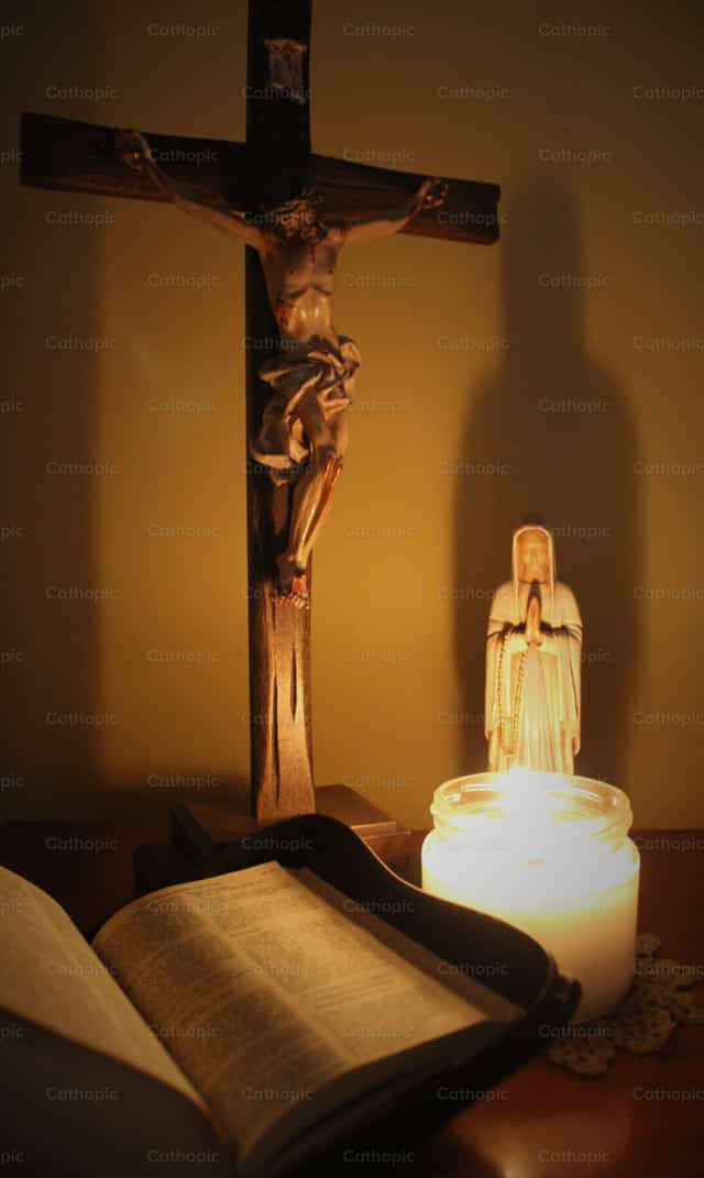 Altar for prayer - Catholic stock images