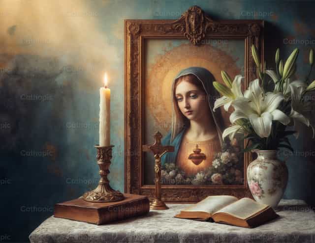 Image du Cœur Immaculé de Marie - Images catholiques de stock