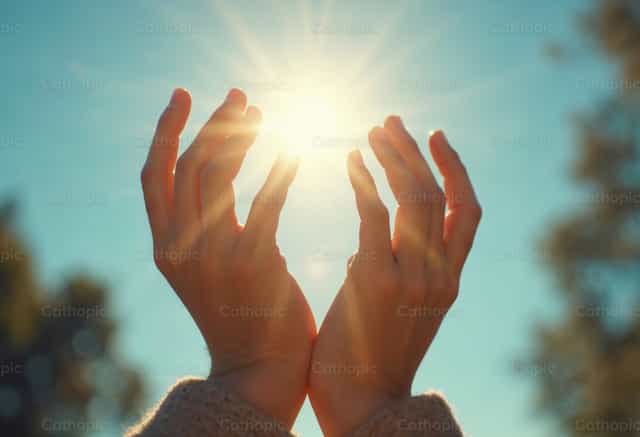 Manos Elevadas al Sol - Banco de imágenes católicas