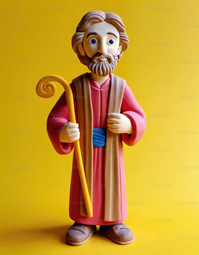 San Giuseppe in argilla: scultura artigianale - Immagini stock cattoliche