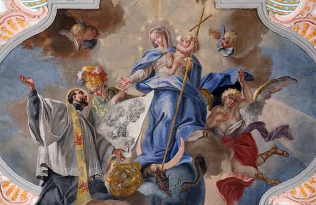 San Francisco ante la Madre de Dios - Banco de imágenes católicas