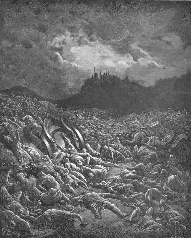 Gli eserciti ammonita e moabita sono distrutti - Immagini stock cattoliche - Foto di Restored Christian Art