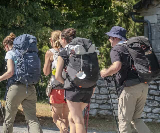 Pilgrims on the Way of Santiago de Compostela - Catholic stock images - Photo by Joan Sutter
