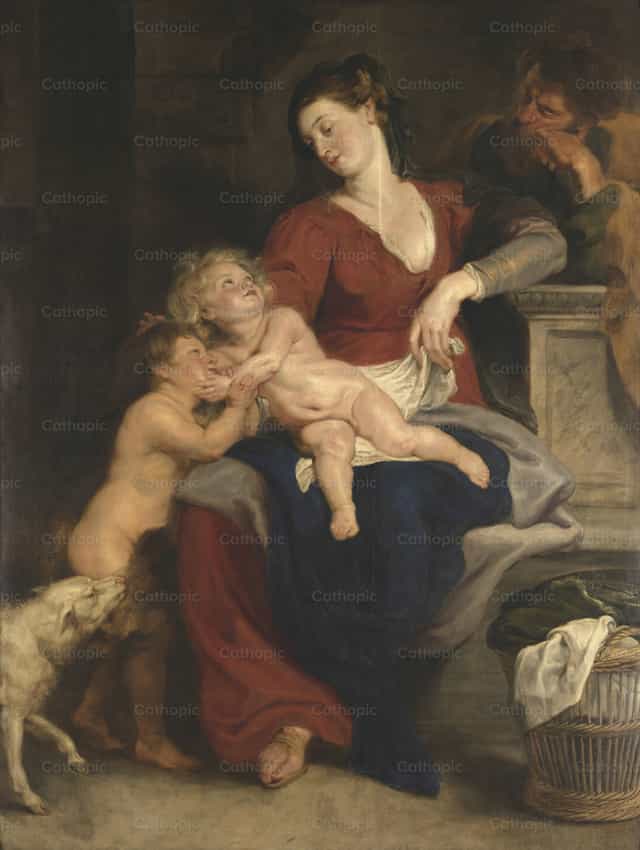 De Heilige Familie met de mand - Katholieke stockfoto's