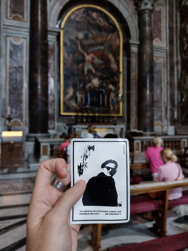 Isang panipi mula kay San Juan Pablo II - Mga Catholic stock image