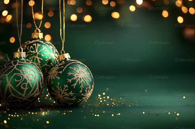 Karácsonyi zöld díszítések - Katolikus stockképek