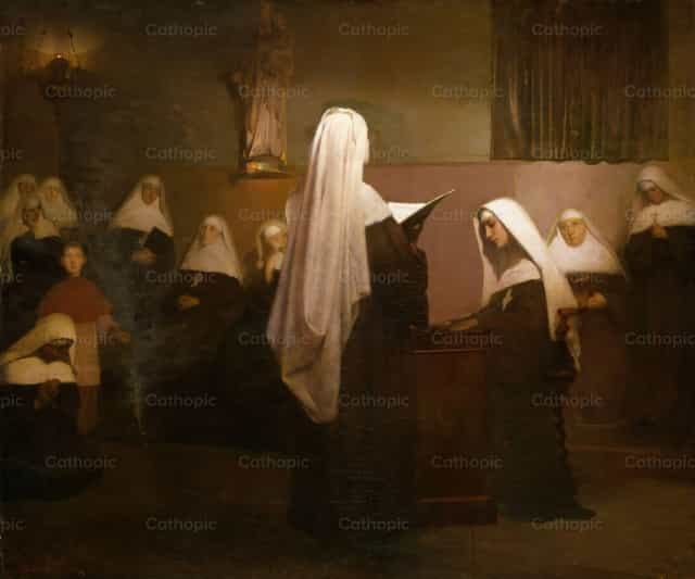 Karácsony éjszakai mise egy francia női kolostorban - Katolikus stockképek - Fotó: Restored Christian Art