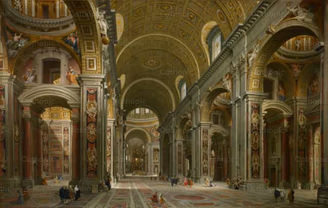 Das Innere des Petersdoms, Rom - Katholische Stockfotos
