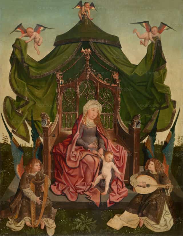 Mária, trónoló Madonna - Katolikus stockképek - Fotó: Restored Christian Art