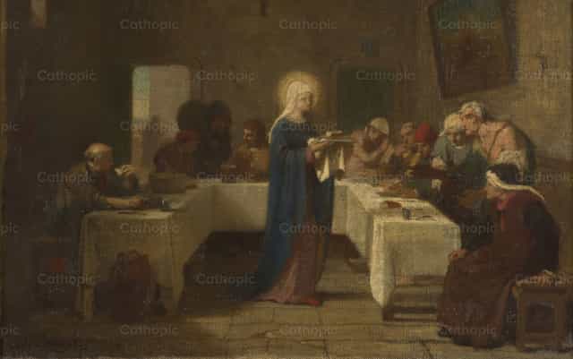 Franciai Szent Erzsébet a szegényeket szolgálja - Katolikus stockképek - Fotó: Restored Christian Art