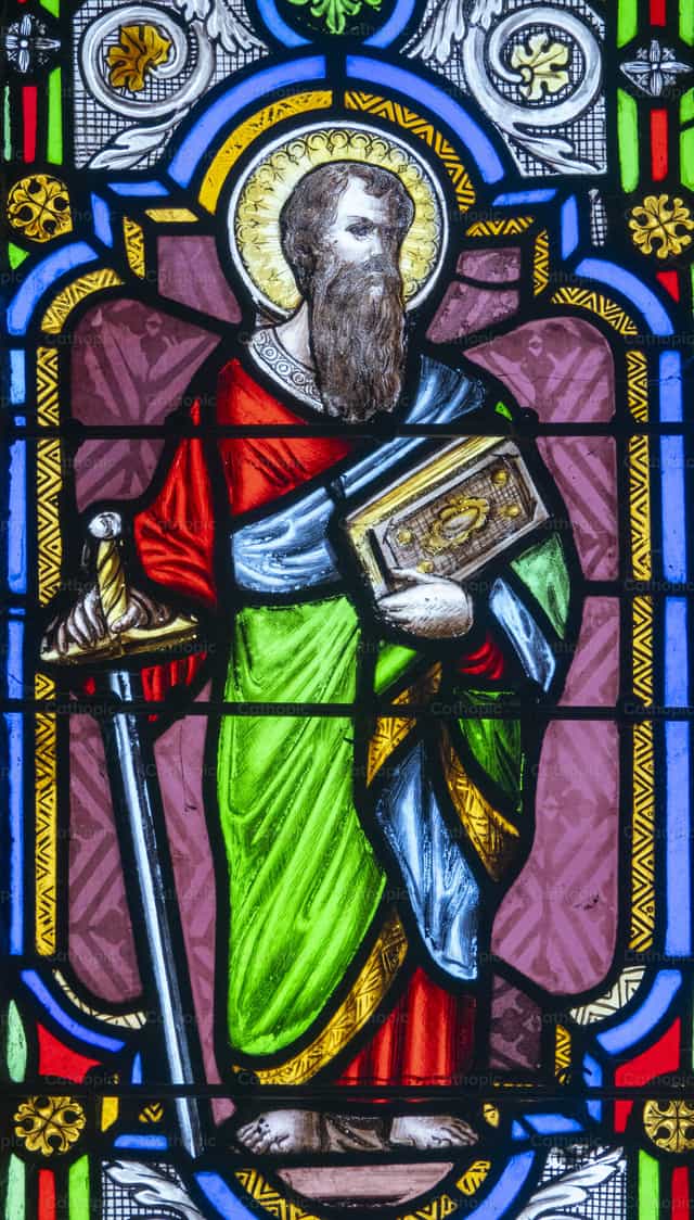 Stained Glass Window Depicting Saint Paul - Catholic stock images - Photo by Joan Sutter