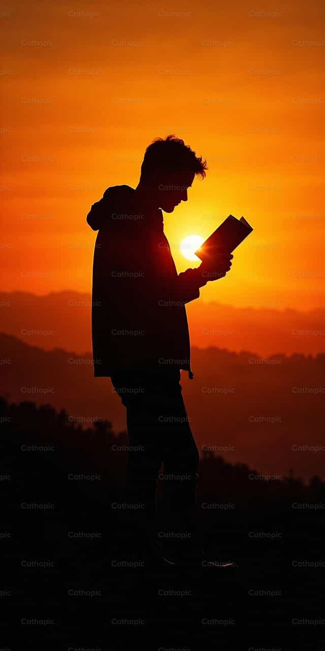 Pagbabasa sa Takipsilim - Mga Catholic stock image