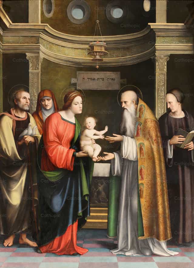 Opdracht van Jezus in de tempel en reiniging - Katholieke stockfoto's - Foto door Restored Christian Art