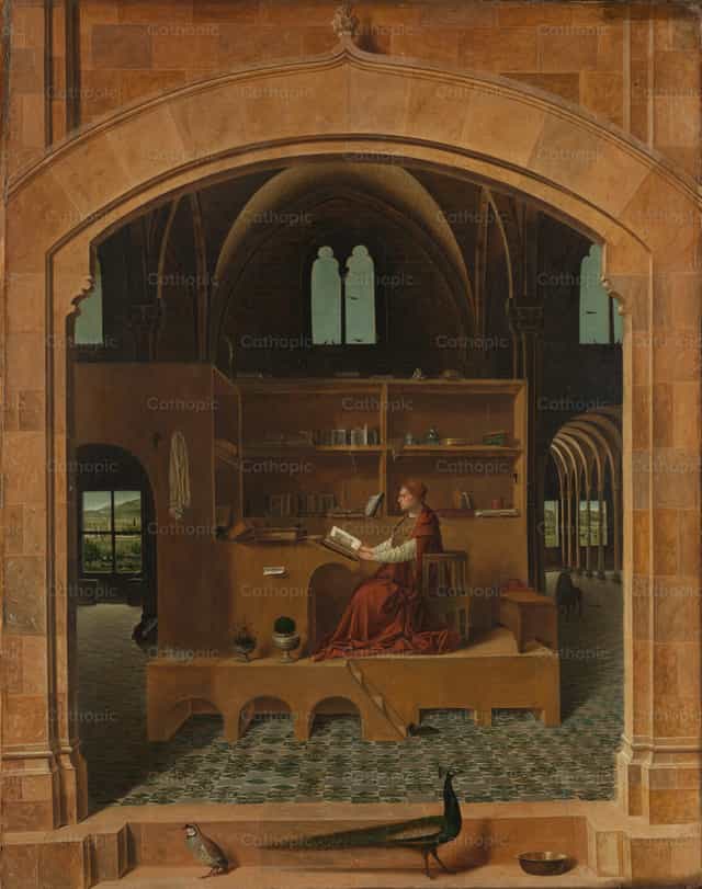 St. Hiëronymus in zijn studeerkamer - Katholieke stockfoto's