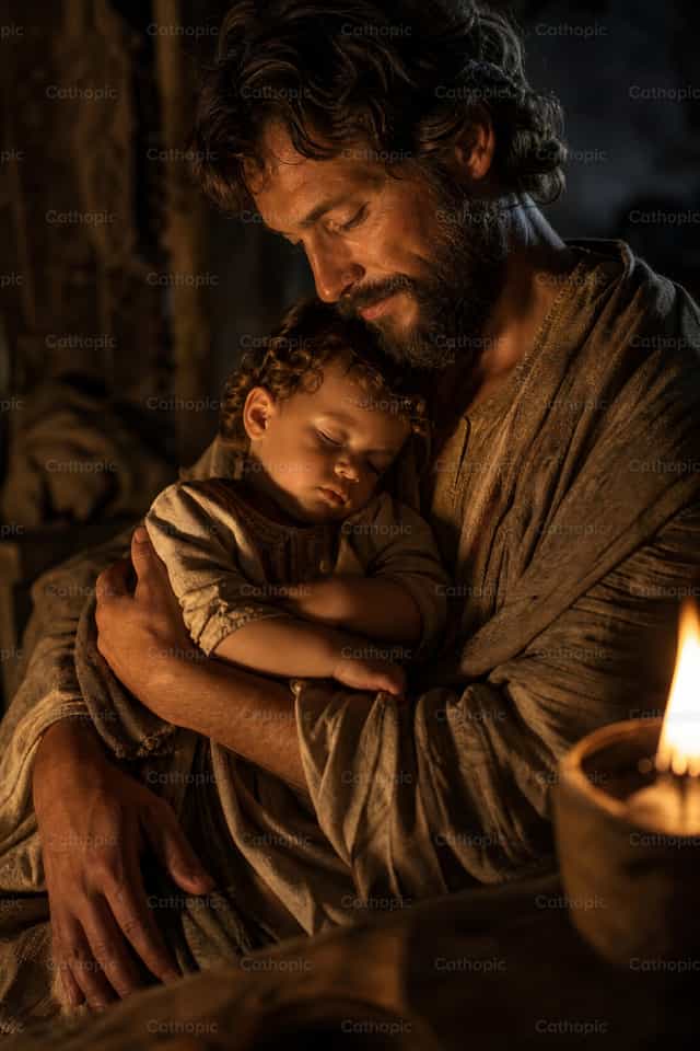 San Giuseppe con il Bambino Gesù - Immagini stock cattoliche - Foto di Filip Pleše