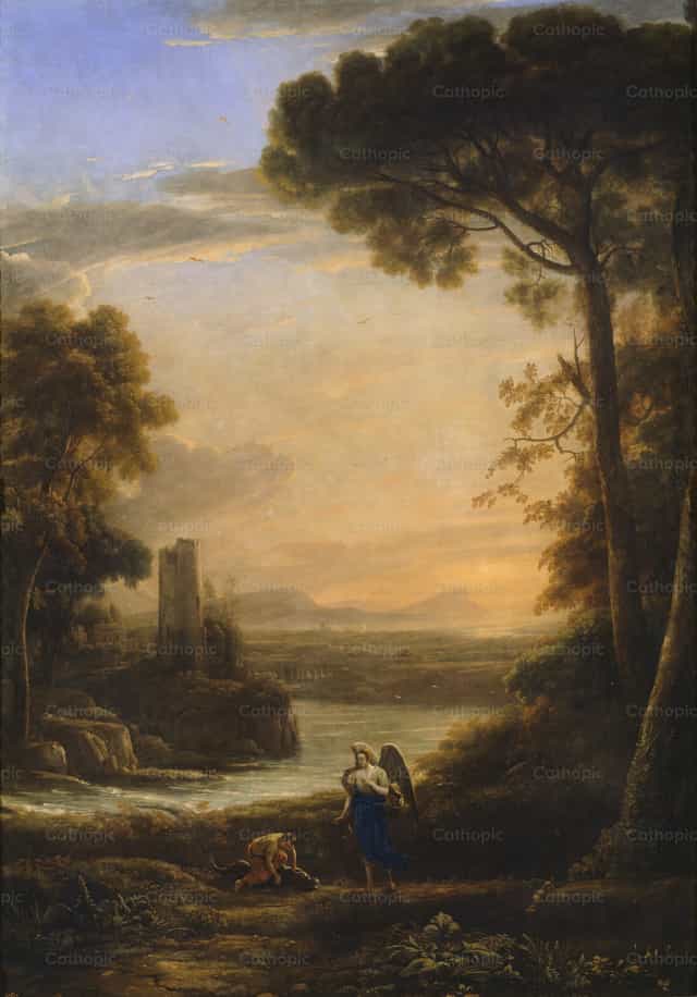 토비아와 대천사 라파엘이 함께한 풍경 - 가톨릭 스톡 이미지 - 사진 제공 Restored Christian Art