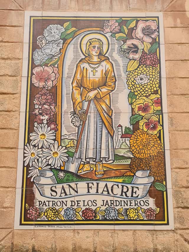 San Fiacre, patrono dei giardinieri - Immagini stock cattoliche