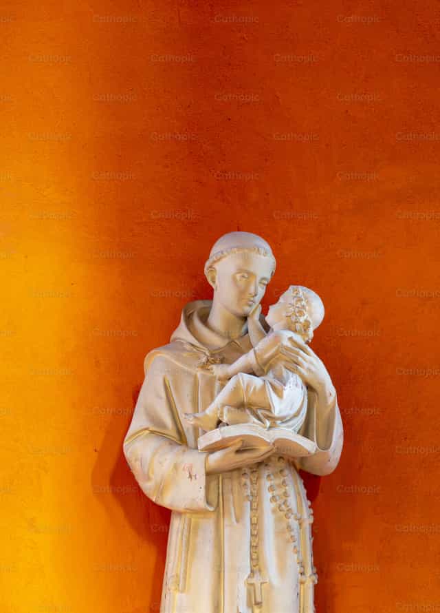 San Antonio de Padua sosteniendo al Niño Jesús - Banco de imágenes católicas - Fotografía por Joan Sutter
