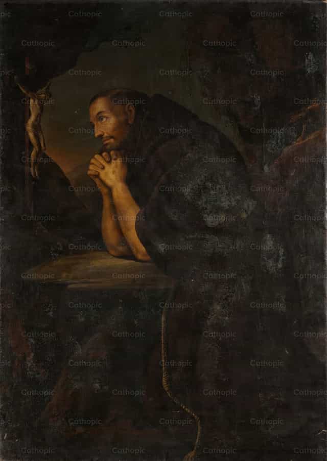 Mnich modlący się - Katolickie zdjęcia stockowe - Zdjęcie: Restored Christian Art