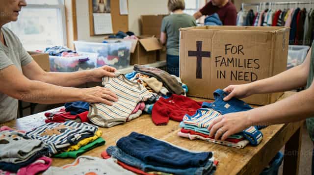 Kleidung für bedürftige Familien sortieren - Katholische Stockfotos - Foto von Noemí Márquez