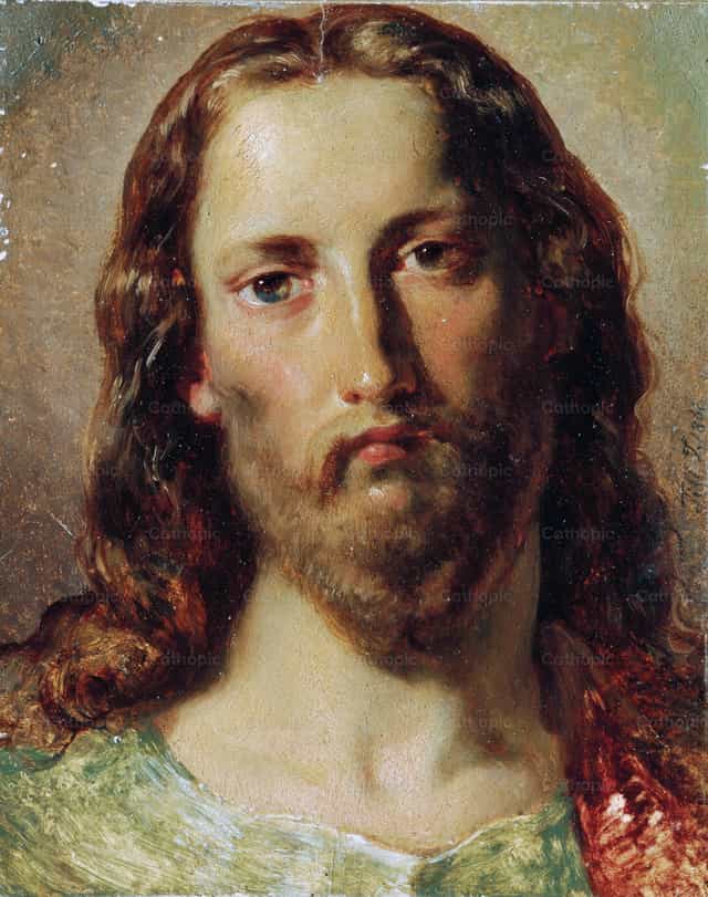 Tête du Christ - Images catholiques de stock - Photo de Restored Christian Art