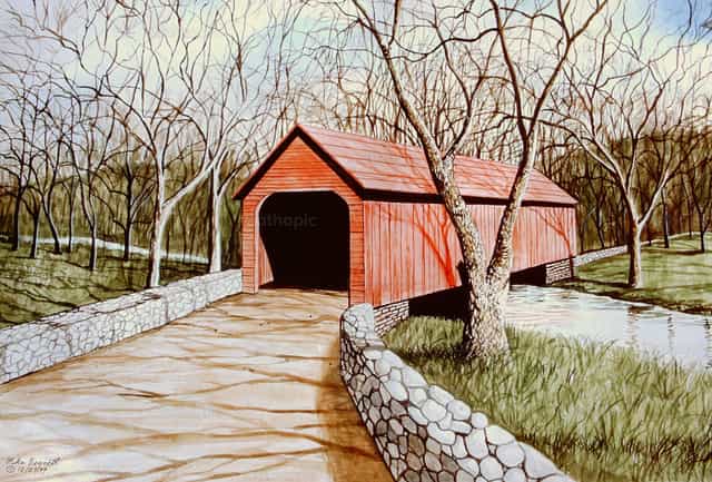 Puente cubierto de Sleepy Hollow - Banco de imágenes católicas