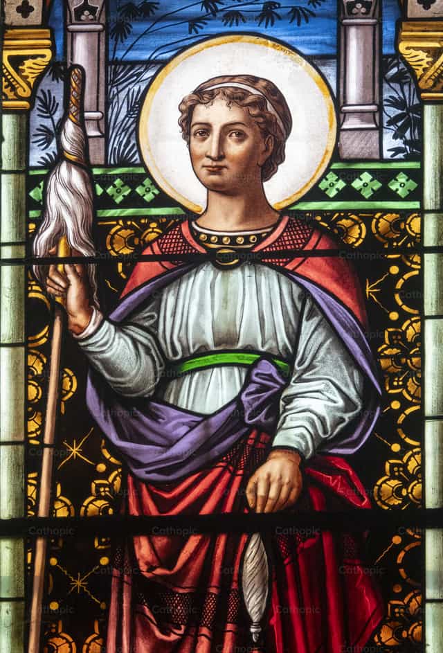 Vitrail de sainte Geneviève - Images catholiques de stock