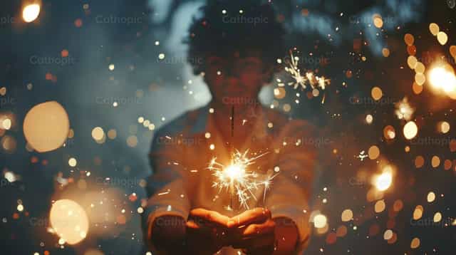 Sosteniendo una luz - Banco de imágenes católicas