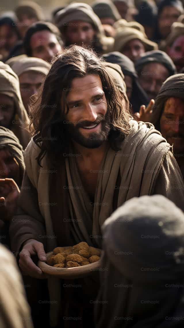 Ibinabahagi ni Jesus ang pagkain - Mga Catholic stock image